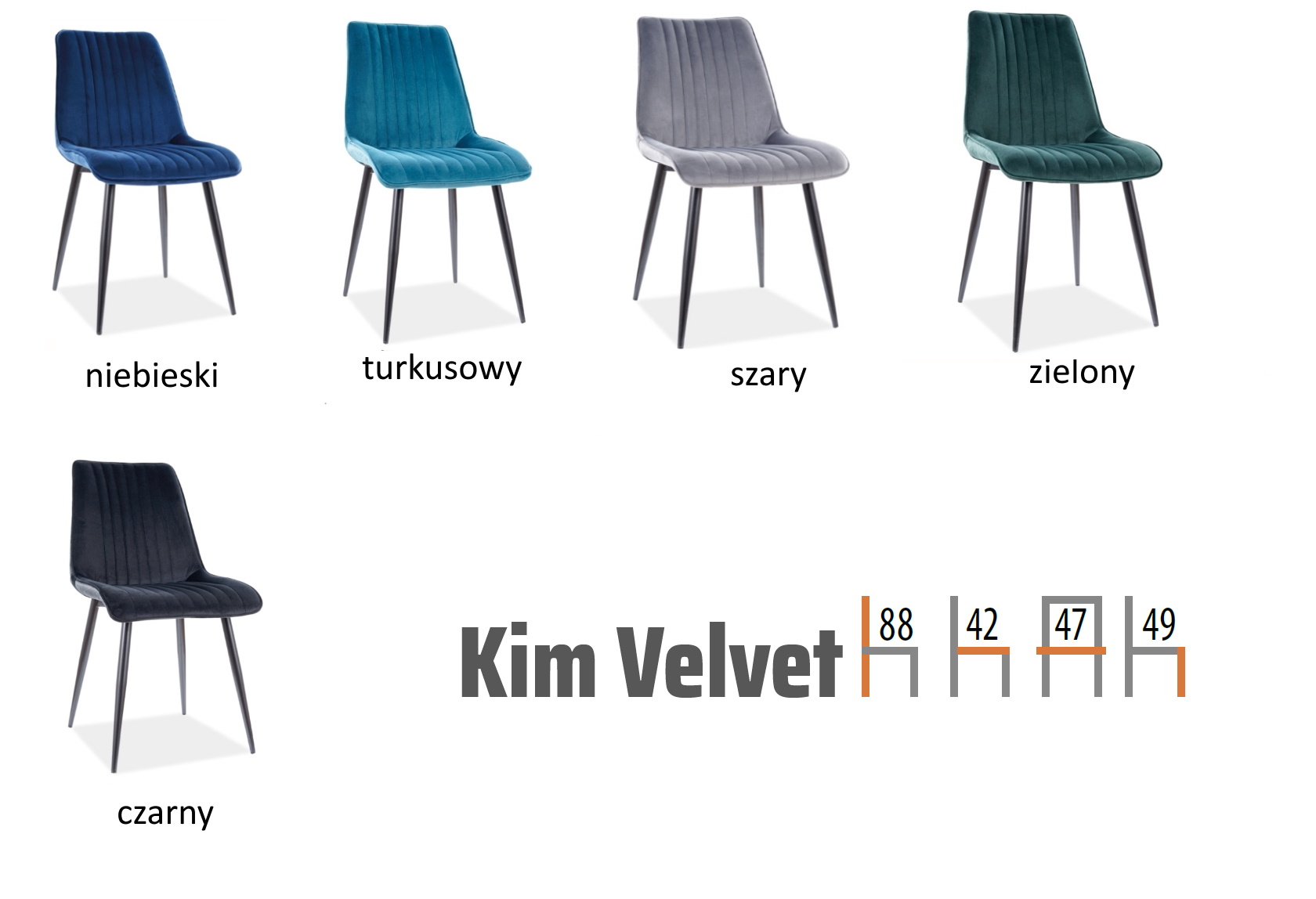 krzesło-do-salonu-jadalni-nowoczesne kim velvet, wymiary